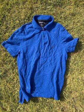 Nautica Men's Classic Fit Short Sleeve Pique Polo Shirt Blue Size Medium